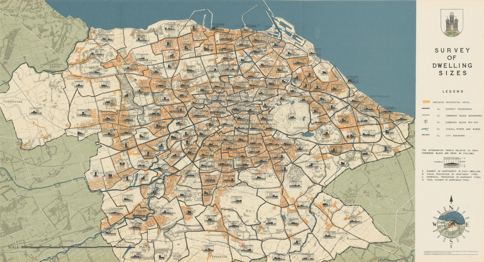 Associate Product EDINBURGH. Survey of Dwelling Sizes. PATRICK ABERCROMBIE 1949 old vintage map