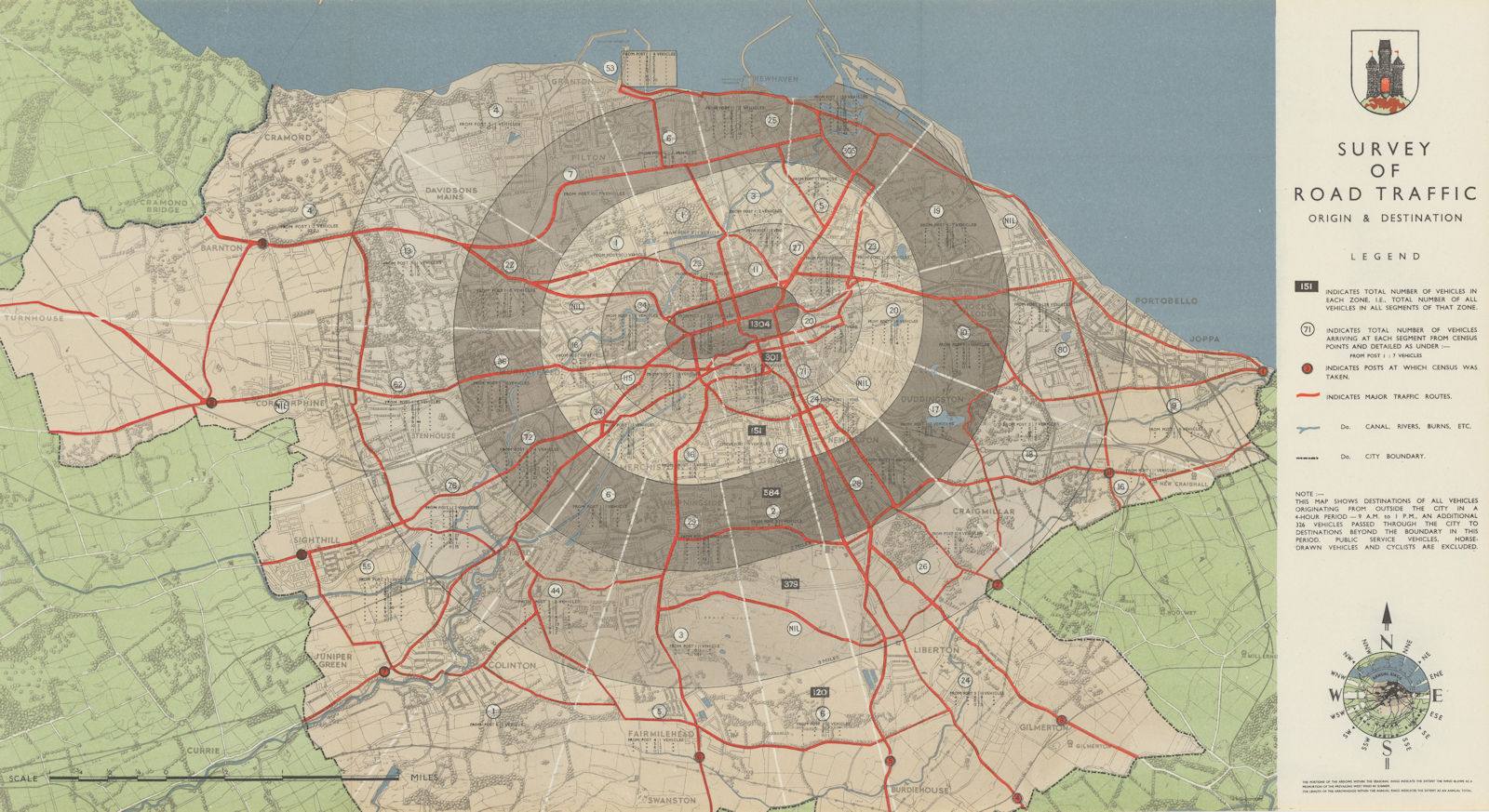EDINBURGH. Survey of Road Traffic, Origin and Destination. ABERCROMBIE 1949 map