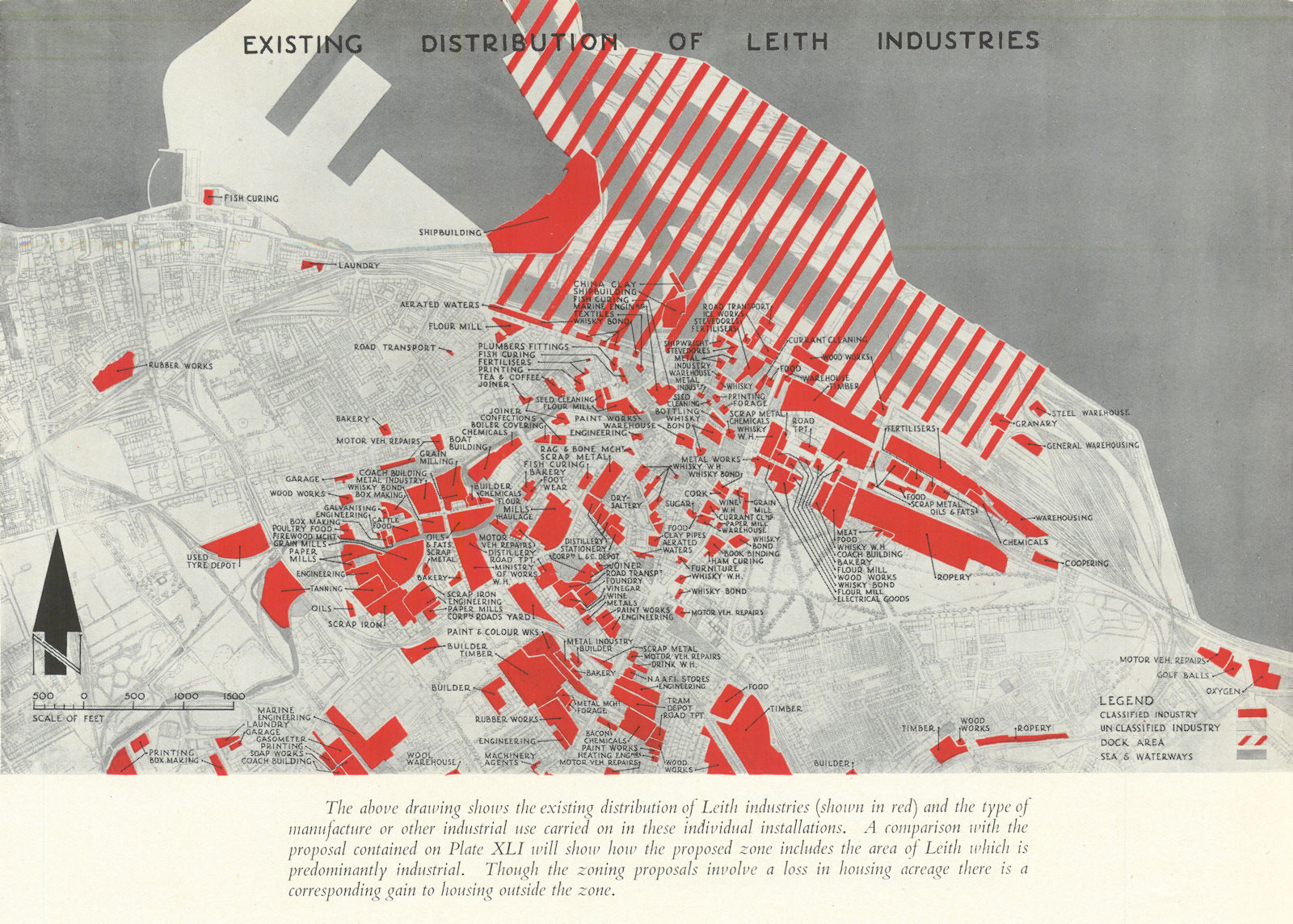 Associate Product EDINBURGH. Distribution of Leith Industries. PATRICK ABERCROMBIE 1949 old map