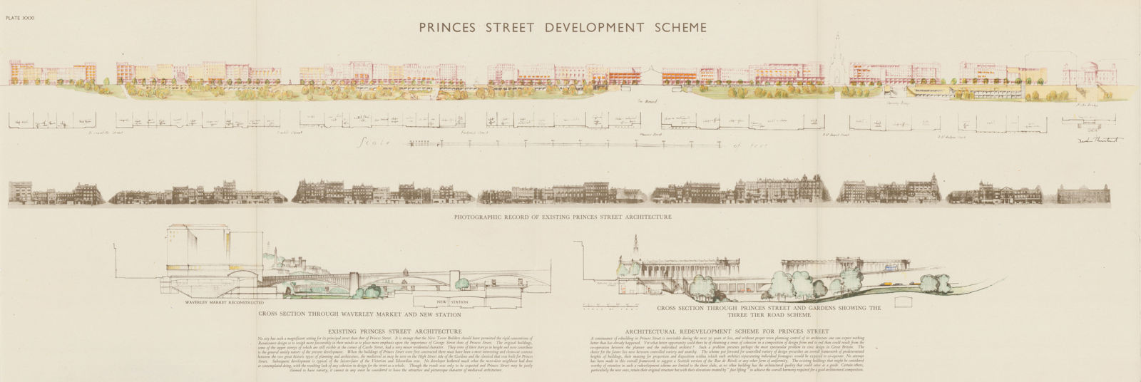 Associate Product EDINBURGH. Princes Street Development Scheme. PATRICK ABERCROMBIE 1949 old map