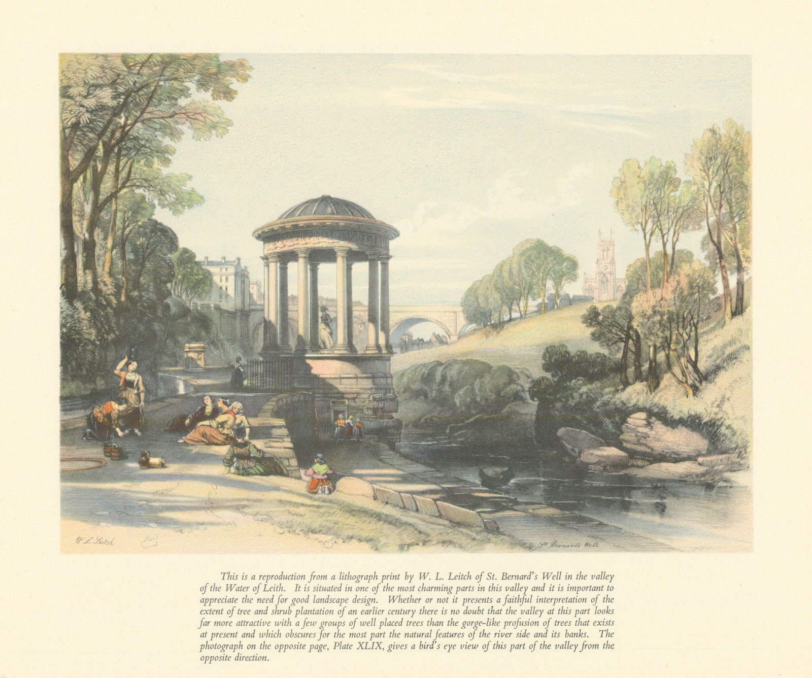 EDINBURGH. St. Bernard's Well, Water of Leith. After W.L. Leitch 1949 print