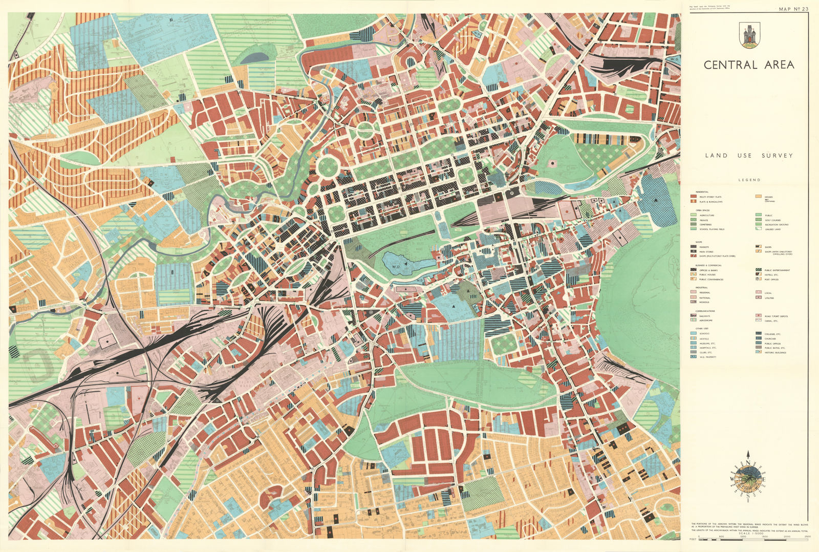 EDINBURGH. Central Area Land Utilisation Survey. PATRICK ABERCROMBIE 1949 map