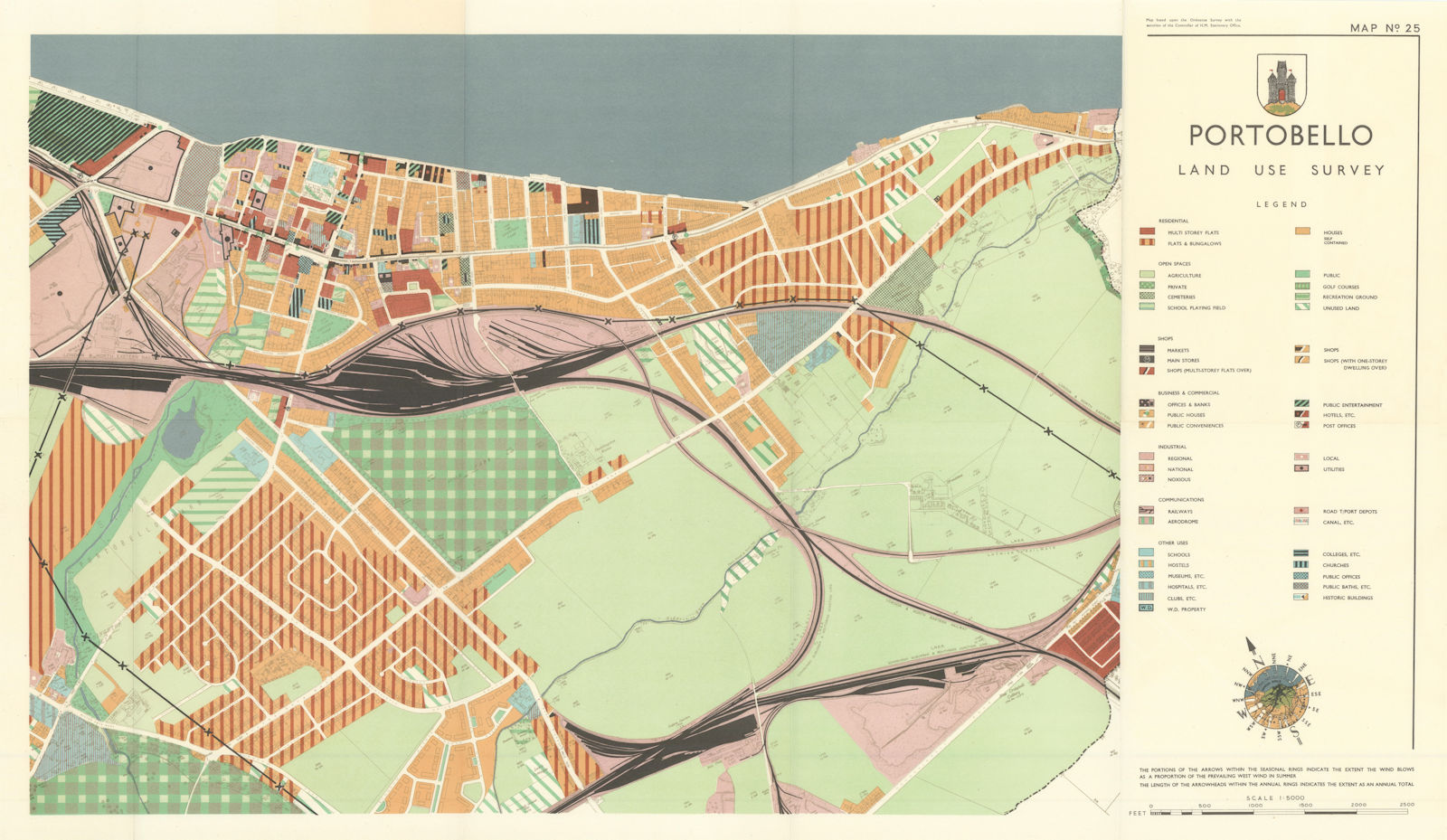 EDINBURGH. Land Utilisation Survey of Portobello. PATRICK ABERCROMBIE 1949 map