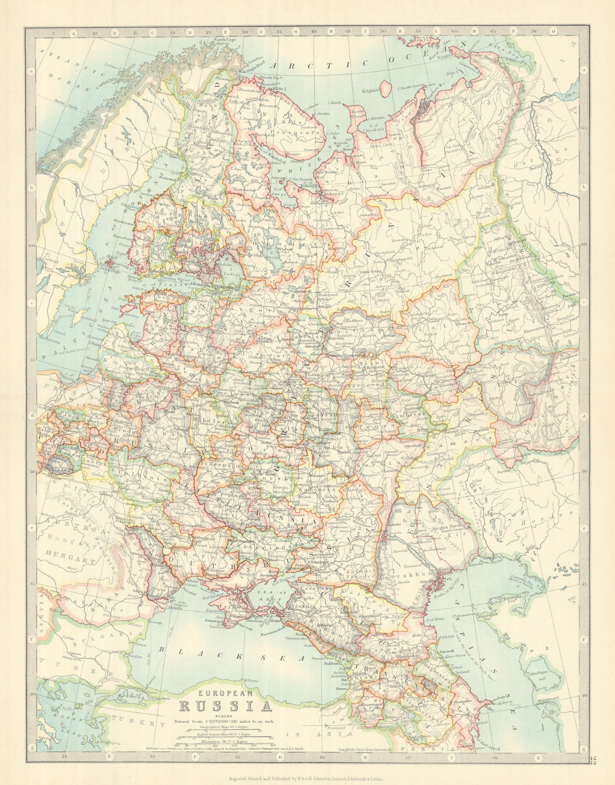 EUROPEAN RUSSIA. 1812 Napoleonic battlefields are marked. JOHNSTON 1913 map