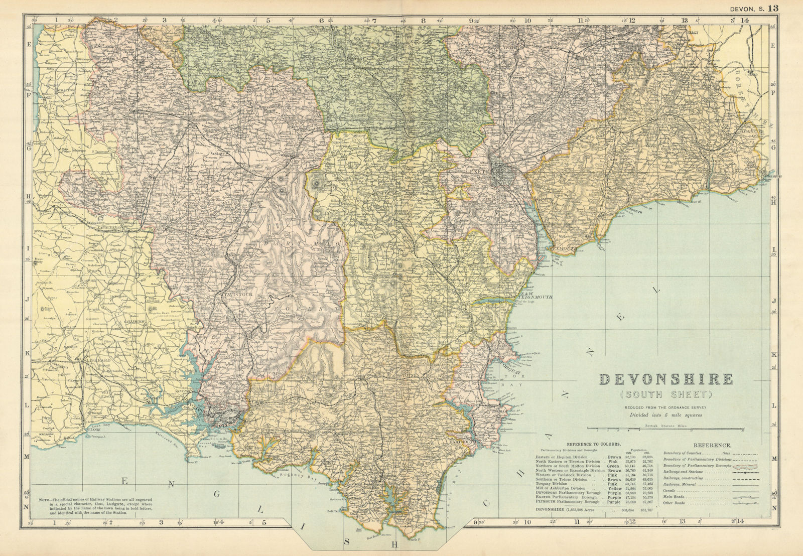 Associate Product DEVON (SOUTH & EAST) antique county map by GW BACON 1898 old chart