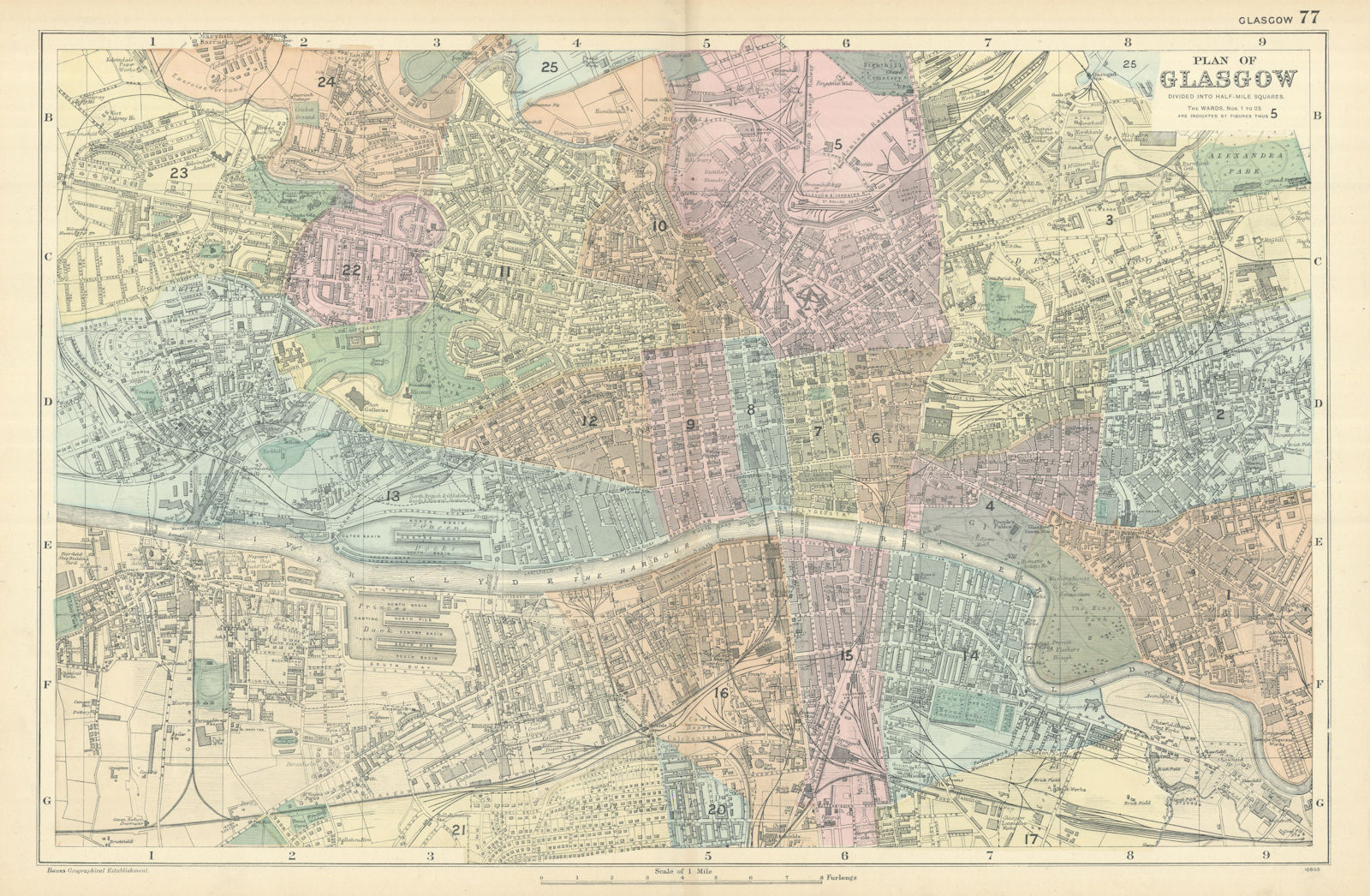 Associate Product GLASGOW antique town city plan GW BACON 1898 old map chart