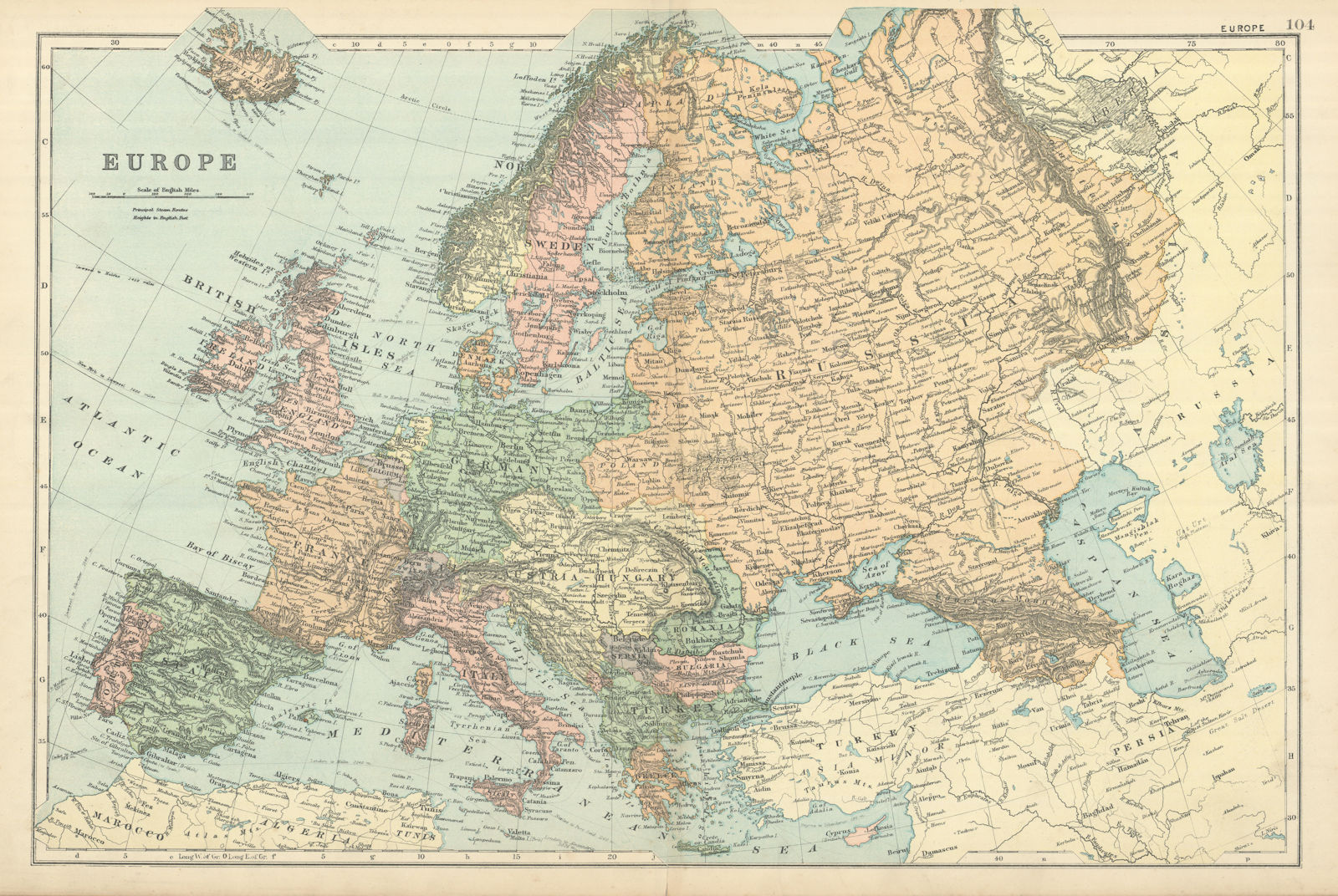 EUROPE. Great Powers. Austria-Hungary Turkey in Europe. GW BACON 1898 old map