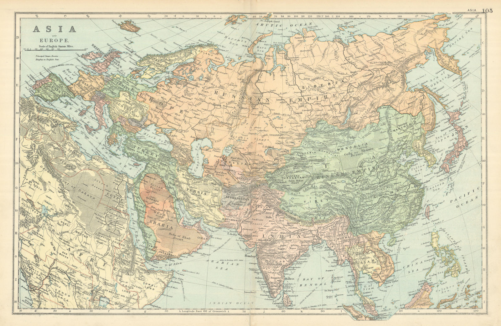 Associate Product ASIA, EUROPE & North-East Africa. Abu Zhaby (Dhabi) by GW BACON 1898 old map