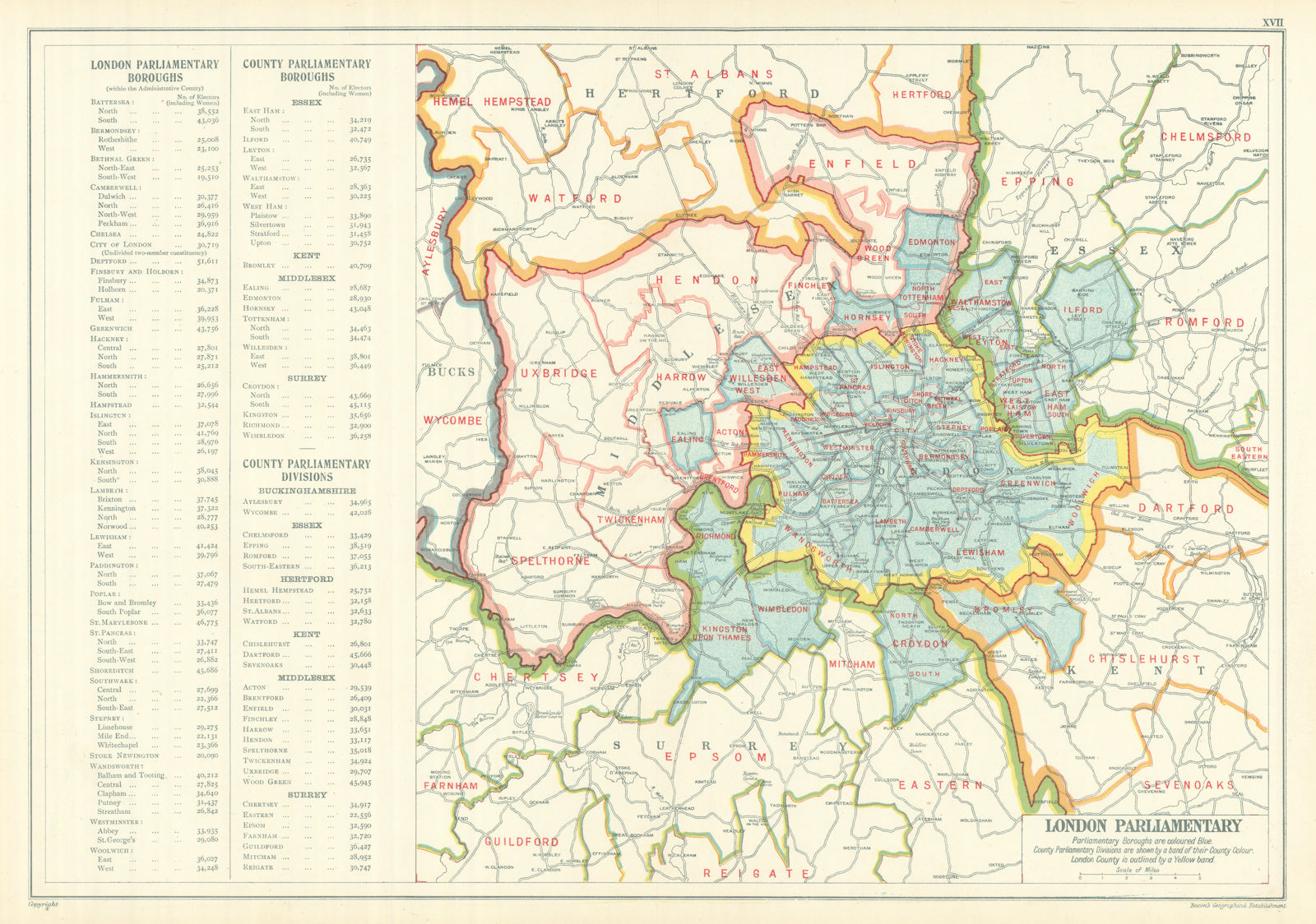 Associate Product GREATER LONDON PARLIAMENTARY. Constituencies Boroughs # electors. BACON 1919 map