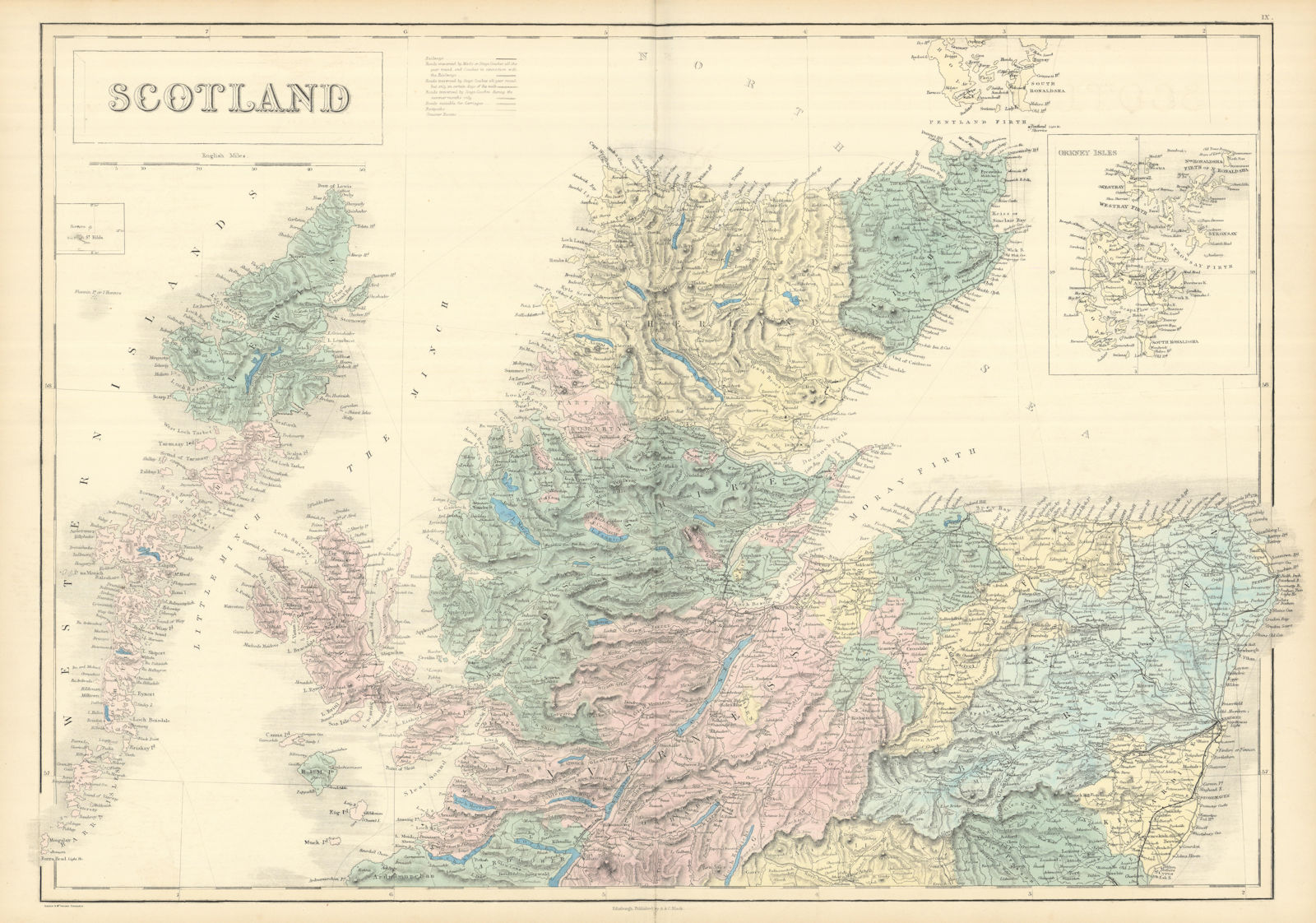 Scotland. North sheet. Highlands and Islands. SIDNEY HALL 1854 old antique map