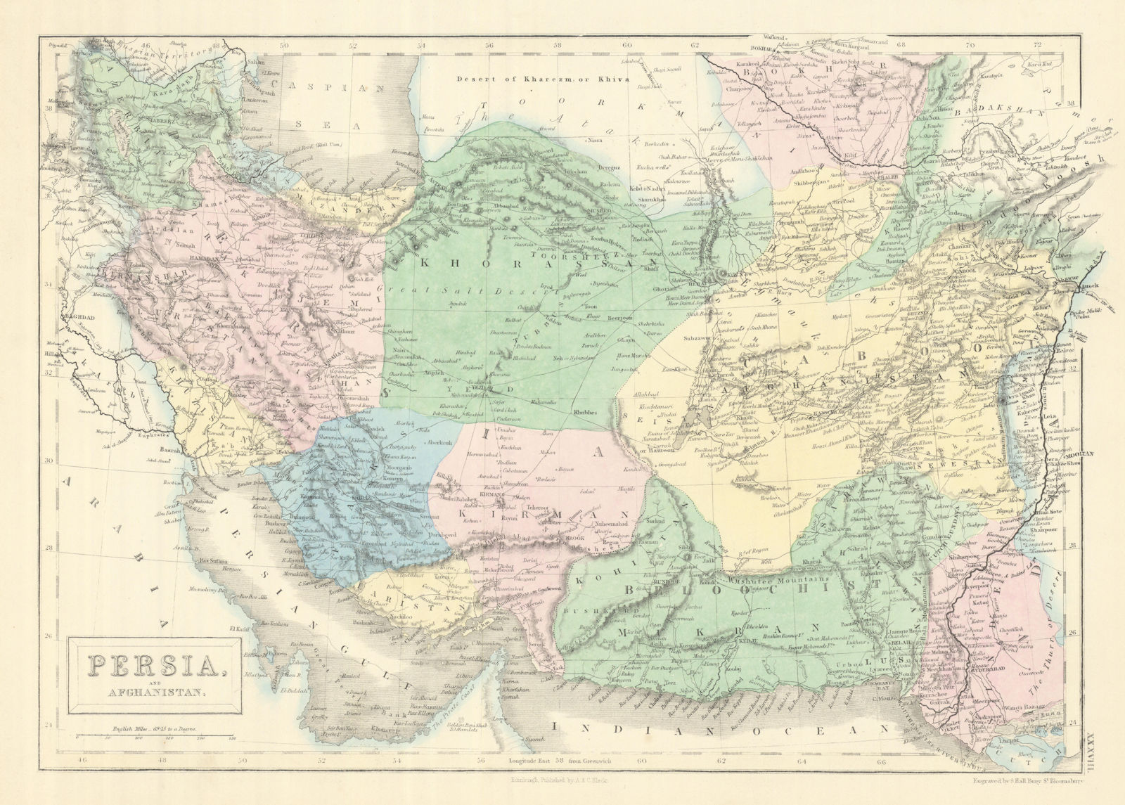 Persia & Afghanistan. Iran SW Asia Pirate Coast 'Debai' (Dubai) HALL 1854 map