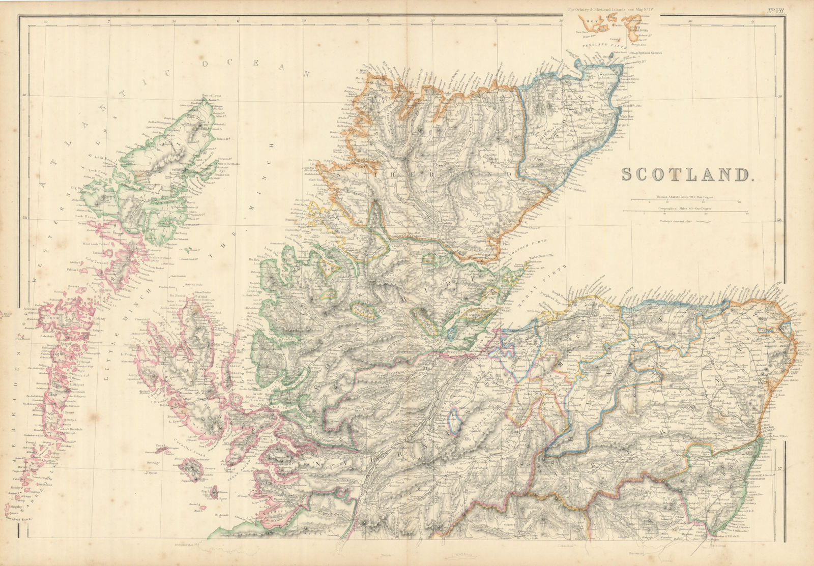 Scotland (North) by Edward Weller. Highlands & Islands. Hebrides 1860 old map