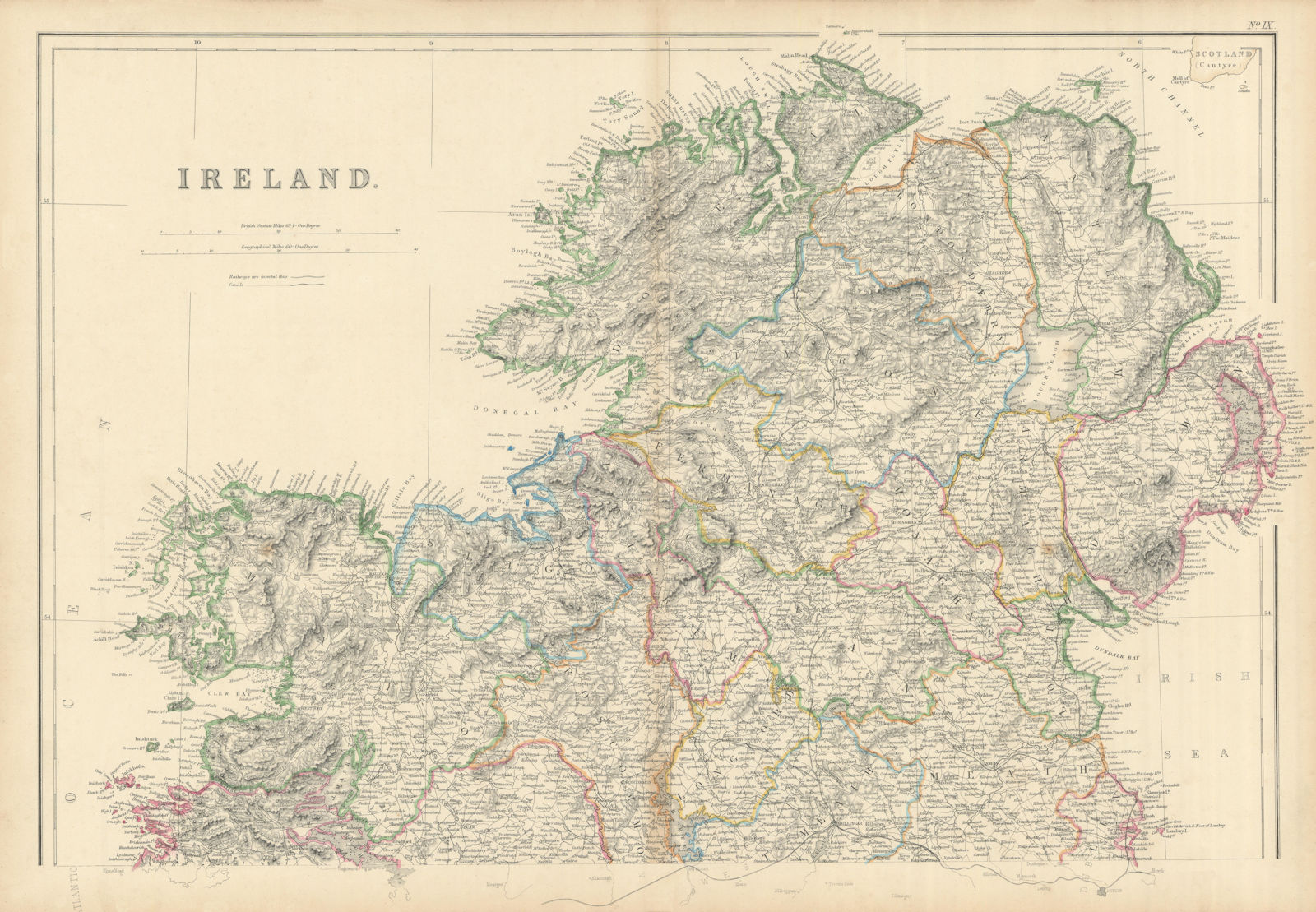 Associate Product Ireland (North Part) by Edward Weller. Ulster 1860 old antique map plan chart