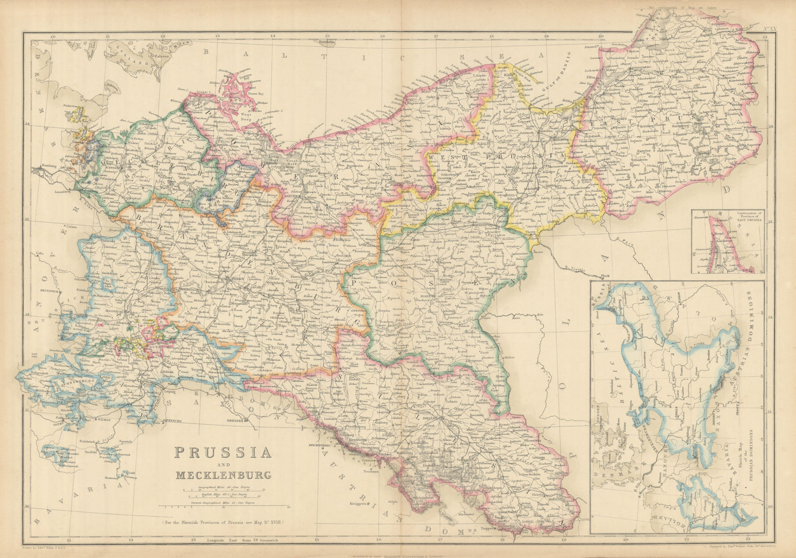 Associate Product Prussia and Mecklenburg by Edward Weller. Germany & Poland 1860 old map