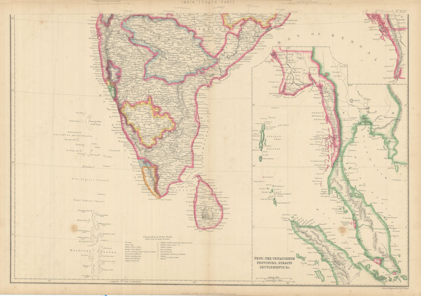 Southern India. Pegu Tenasserim Straits Settlements. Singapore. WELLER 1860 map