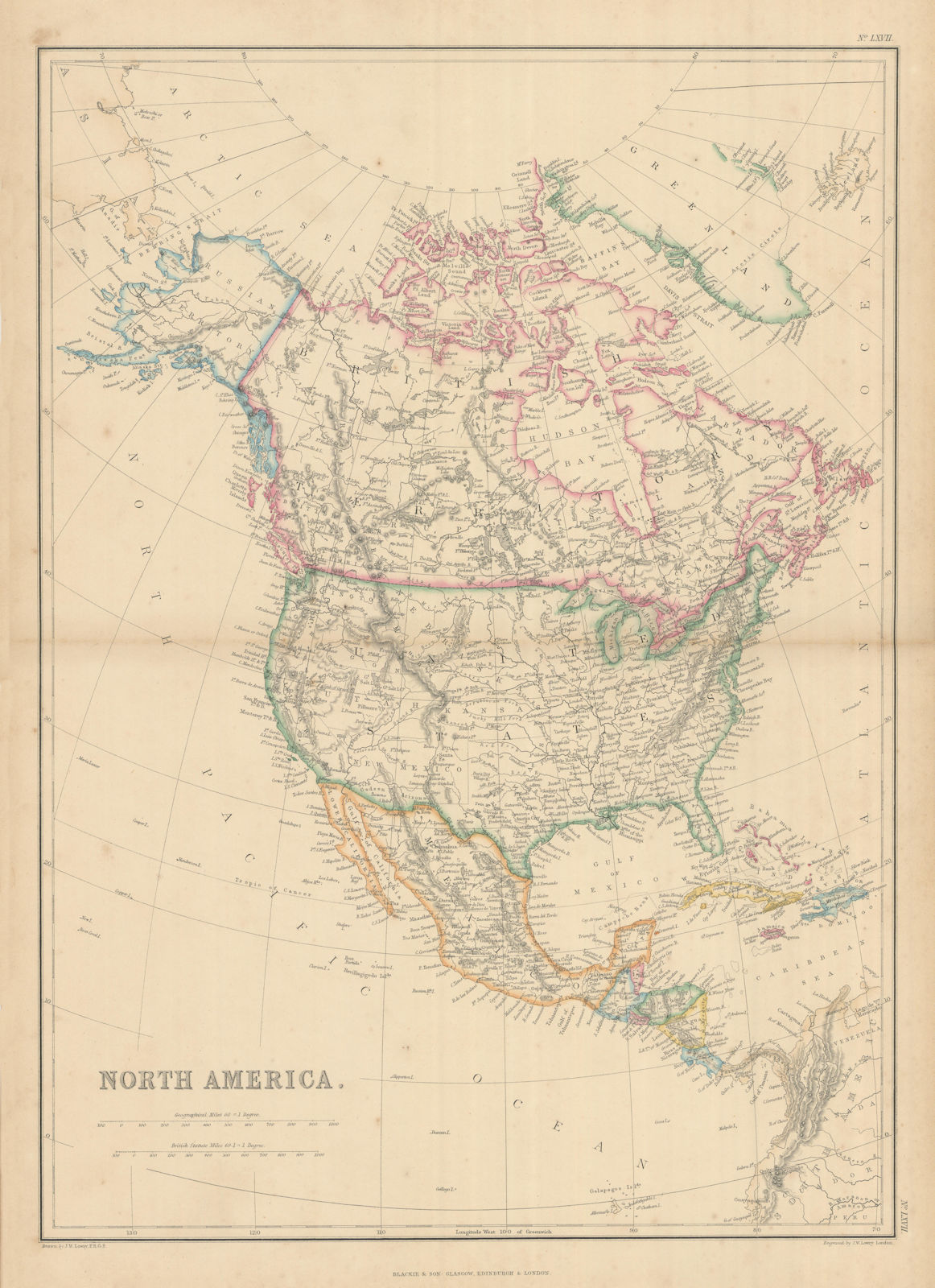 North America "Gadsden or Arizona". Early territorial boundaries. LOWRY 1860 map