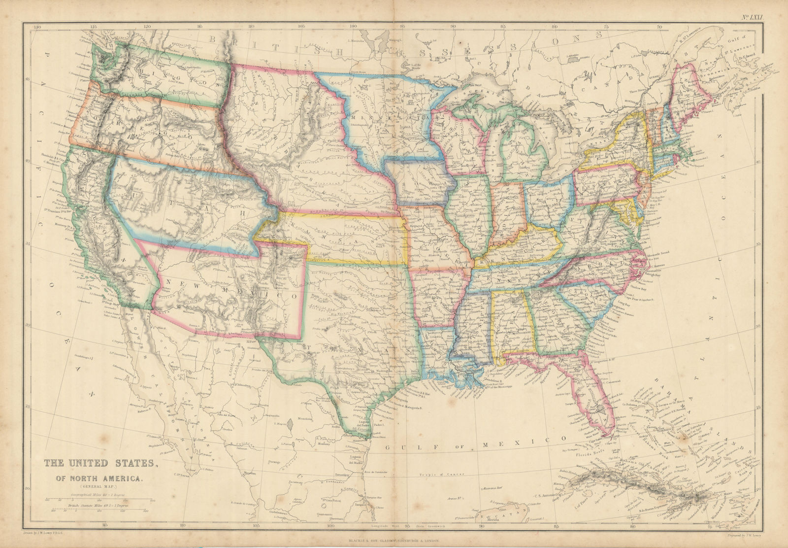 United States of North America. Early territorial boundaries. LOWRY 1860 map