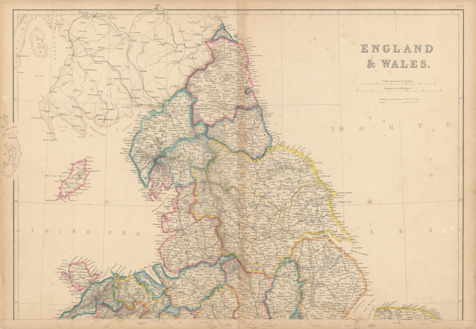 England and Wales (North Part) by Edward Weller 1860 old antique map chart