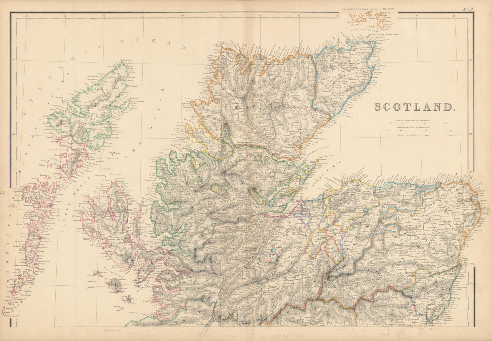 Scotland (North) by Edward Weller. Highlands & Islands. Hebrides 1860 old map