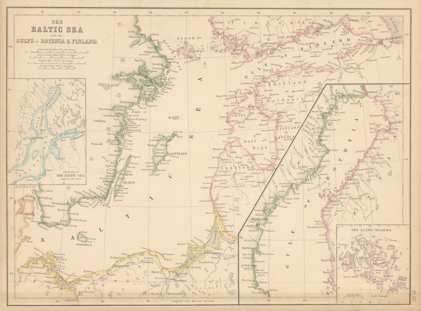 The shores of the Baltic Sea & the Gulfs of Bothnia & Finland. LOWRY 1860 map