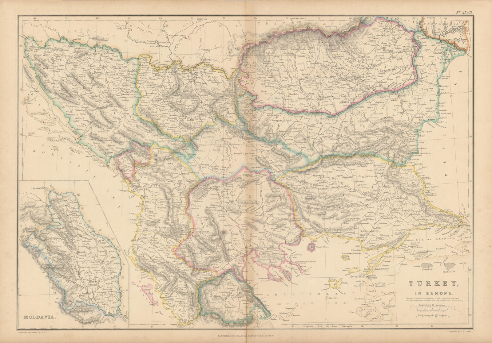 Turkey in Europe. Balkans Servia Bosnia Valachia Rumilia Bulgaria LOWRY 1860 map