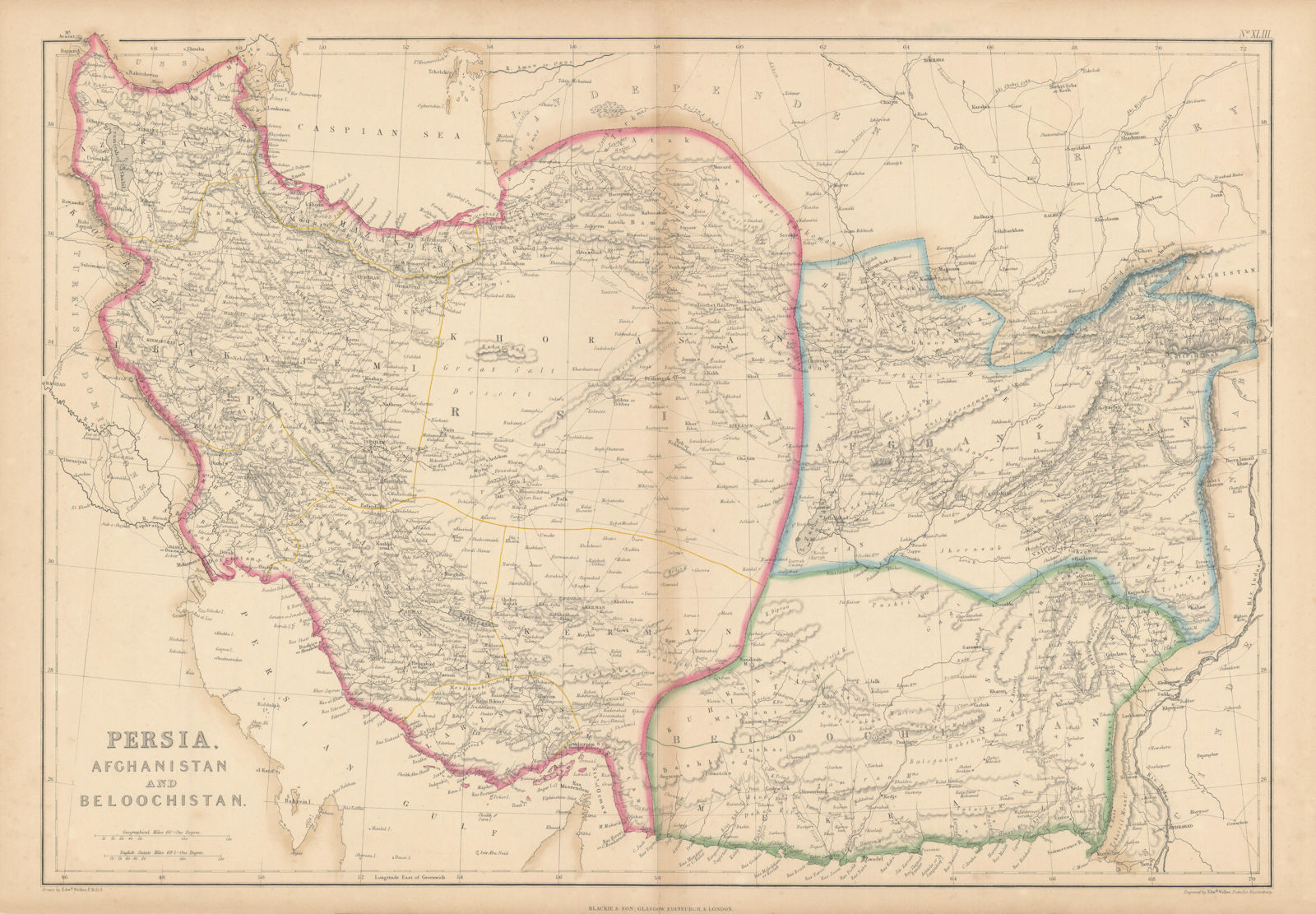 Persia, Afghanistan & Beloochistan. Iran Pakistan. SW Asia. WELLER 1860 map