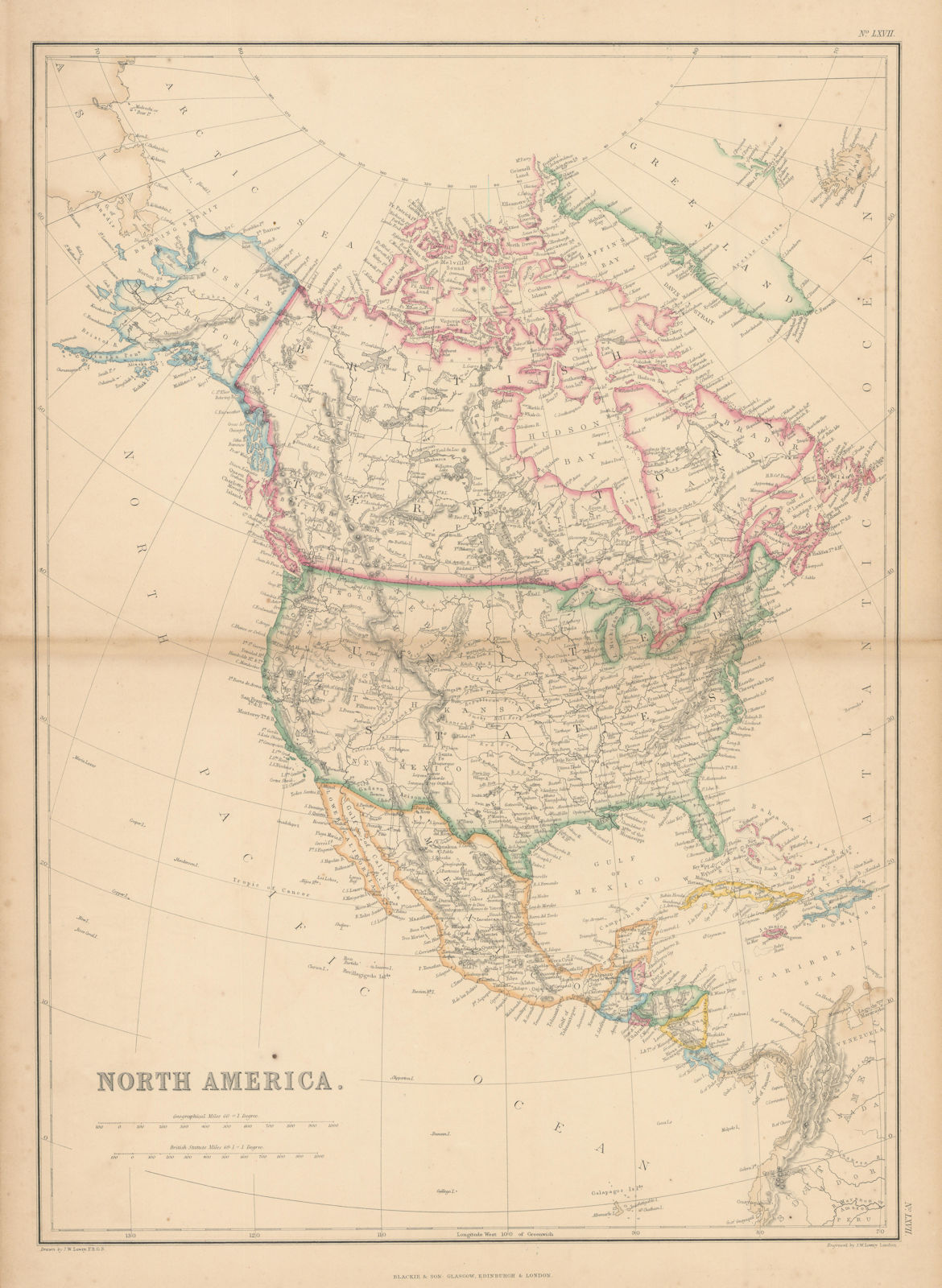 North America "Gadsden or Arizona". Early territorial boundaries. LOWRY 1860 map