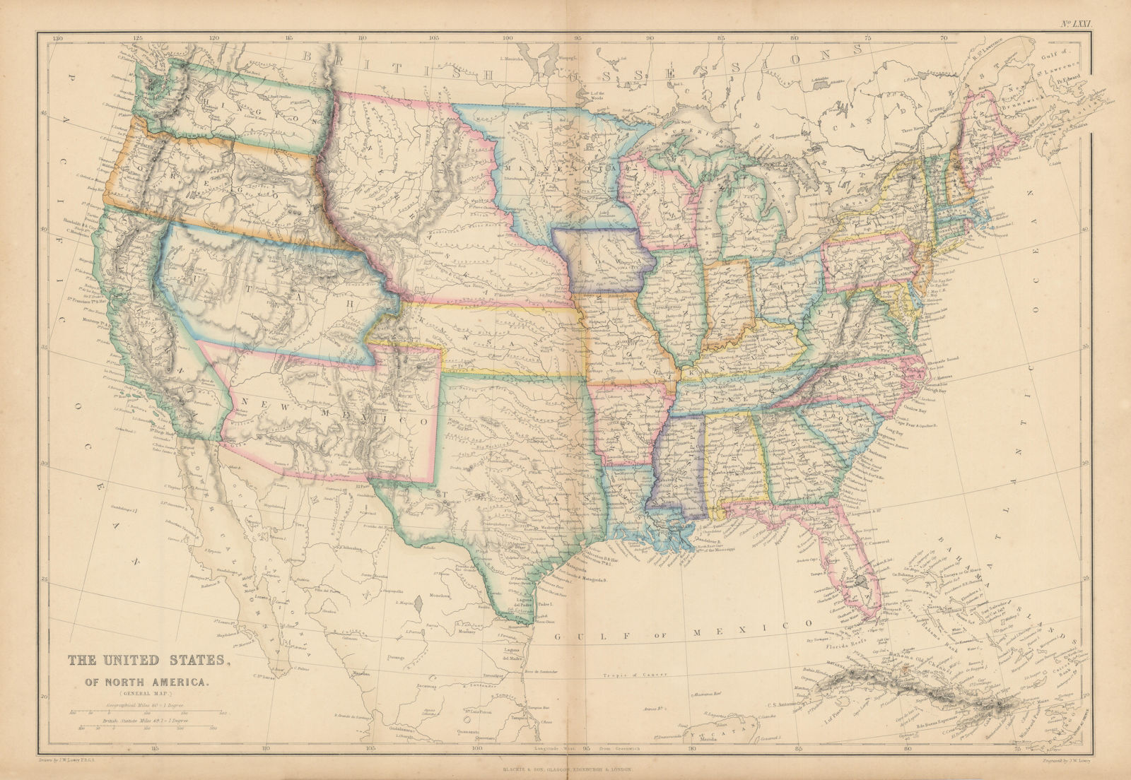 United States of North America. Early territorial boundaries. LOWRY 1860 map