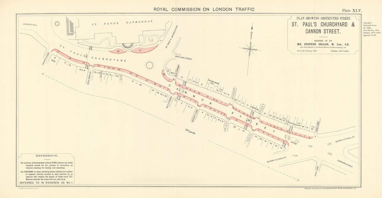 Royal Commission. St. Paul's Churchyard & Cannon Street obstructions 1906 map