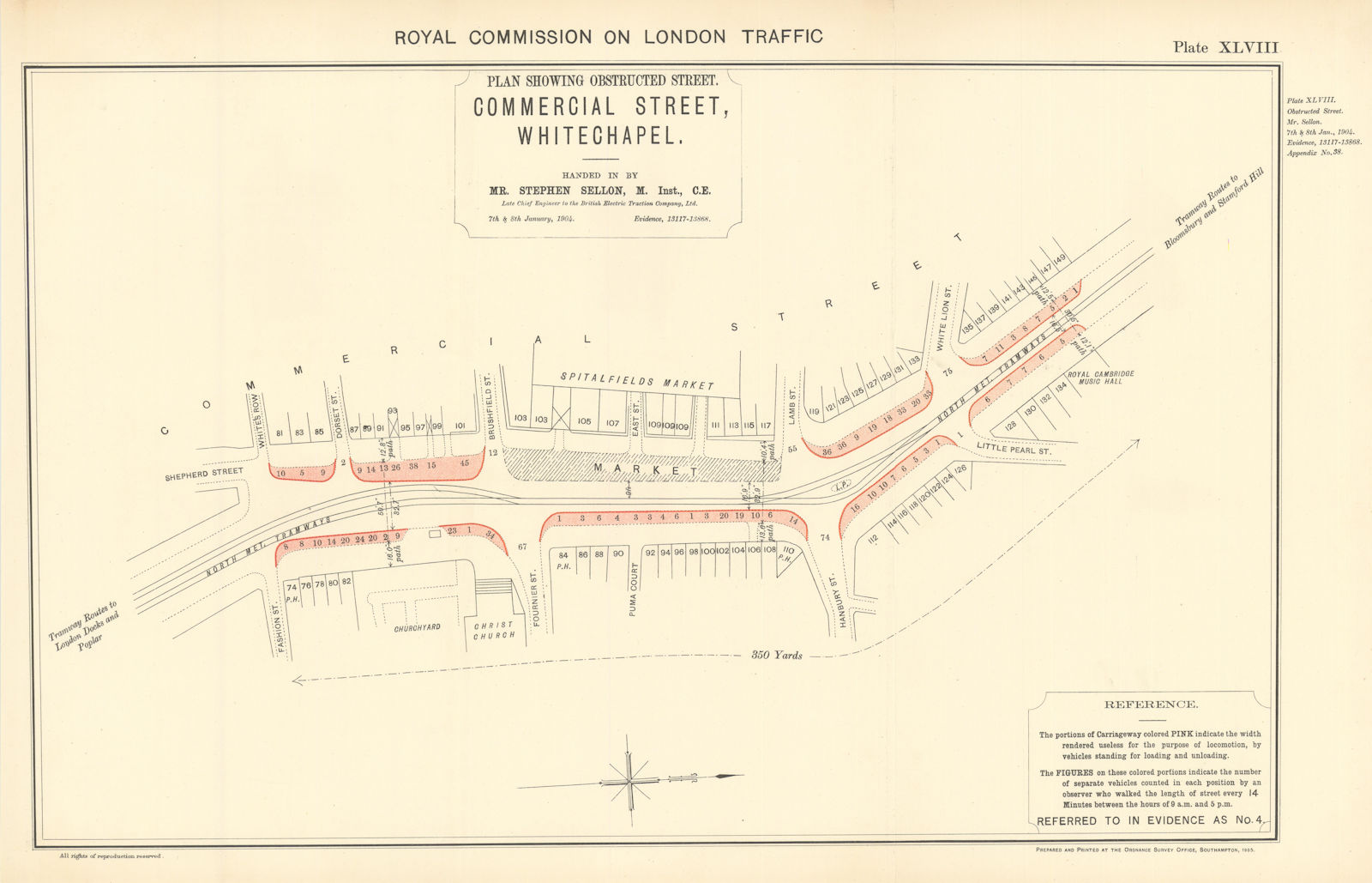 Royal Commission London Traffic. Commercial St Whitechapel Spitalfields 1906 map