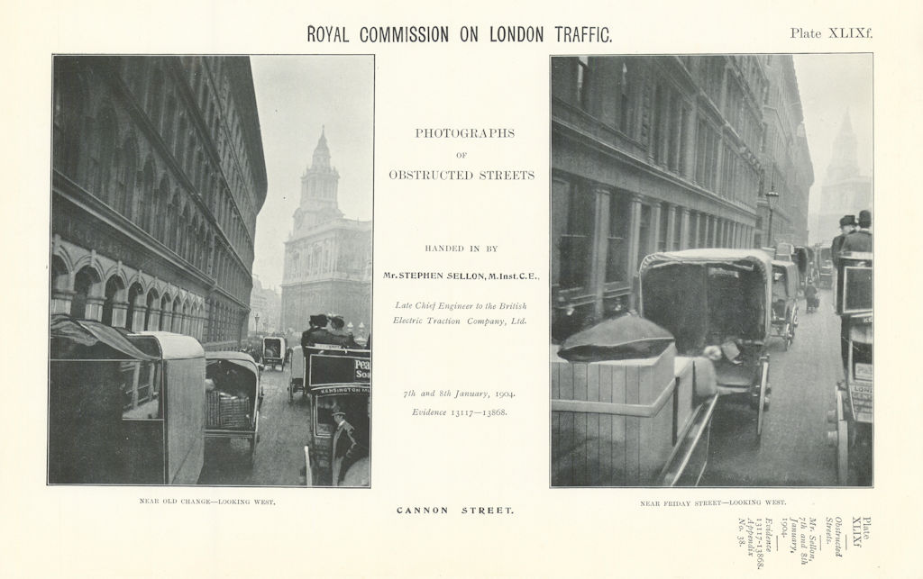 Associate Product Royal Commission on London Traffic. Cannon Street obstructions. Old Change 1906