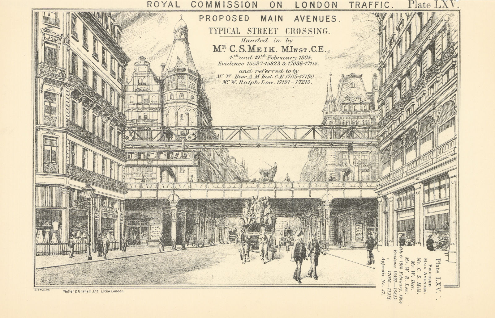 Associate Product Royal Commission on London Traffic. Proposed elevated street/suspended rail 1906