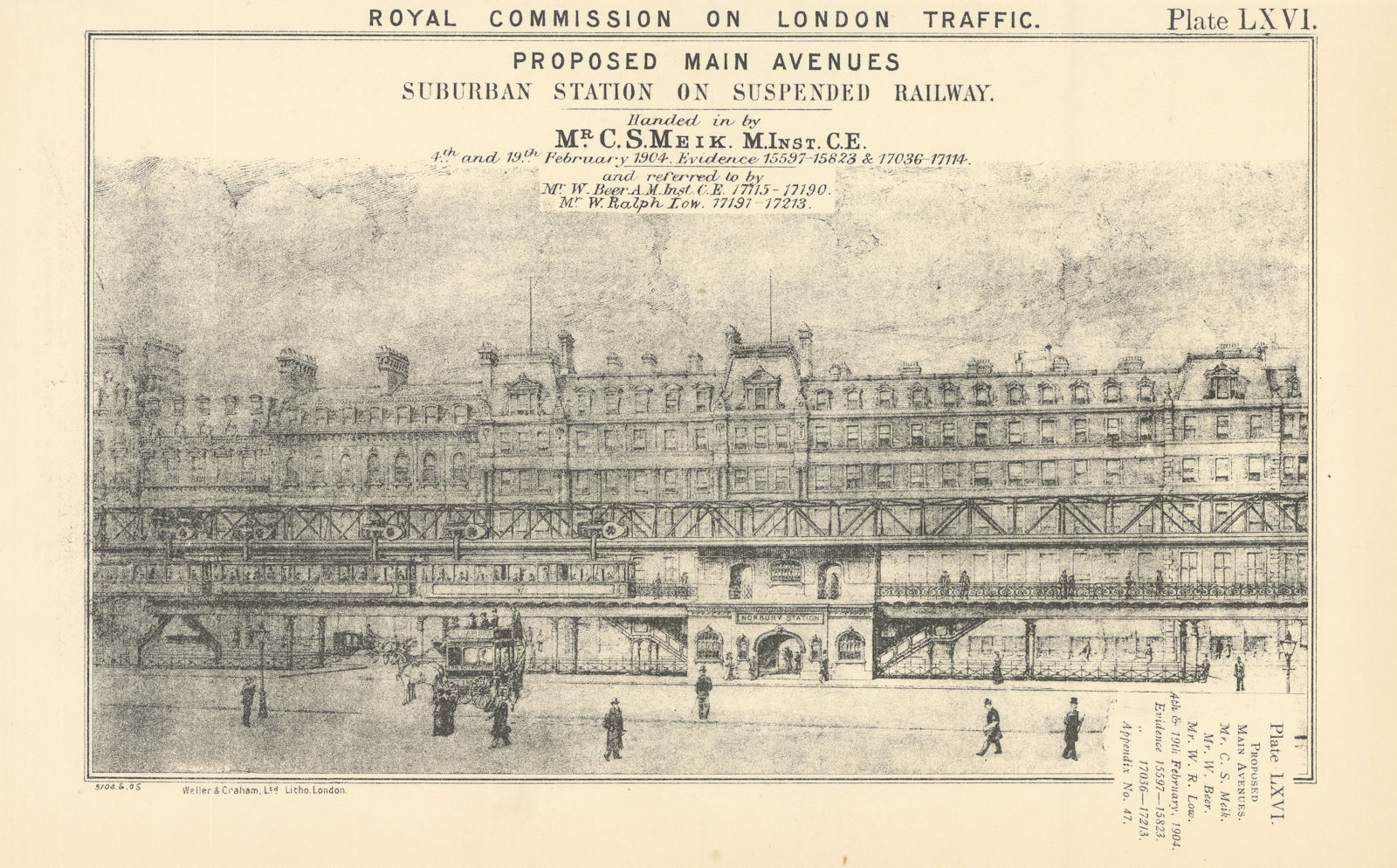 Associate Product Royal Commission on London Traffic. Proposed Norbury suspended rail station 1906