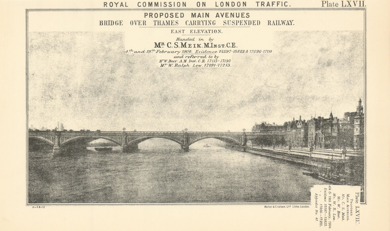 Associate Product Royal Commission on London Traffic Thames bridge carrying suspended railway 1906