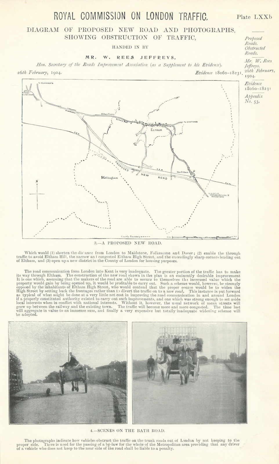 Associate Product Royal Commission on London Traffic. Early A20 Eltham bypass proposal 1906 map