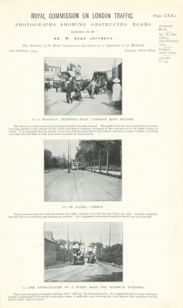 Associate Product Royal Commission London Traffic. Tramways Uxbridge Rd Station Ealing Common 1906