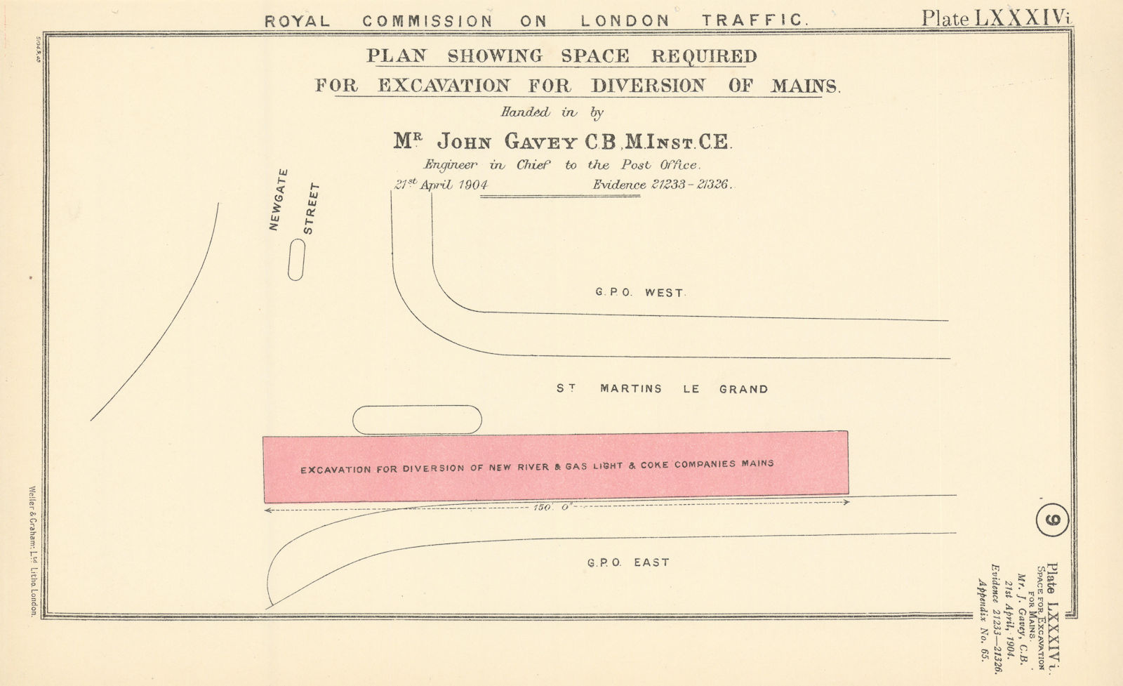 Associate Product Royal Commission on London Traffic. St Martin's-le-Grand Newgate Street 1906 map