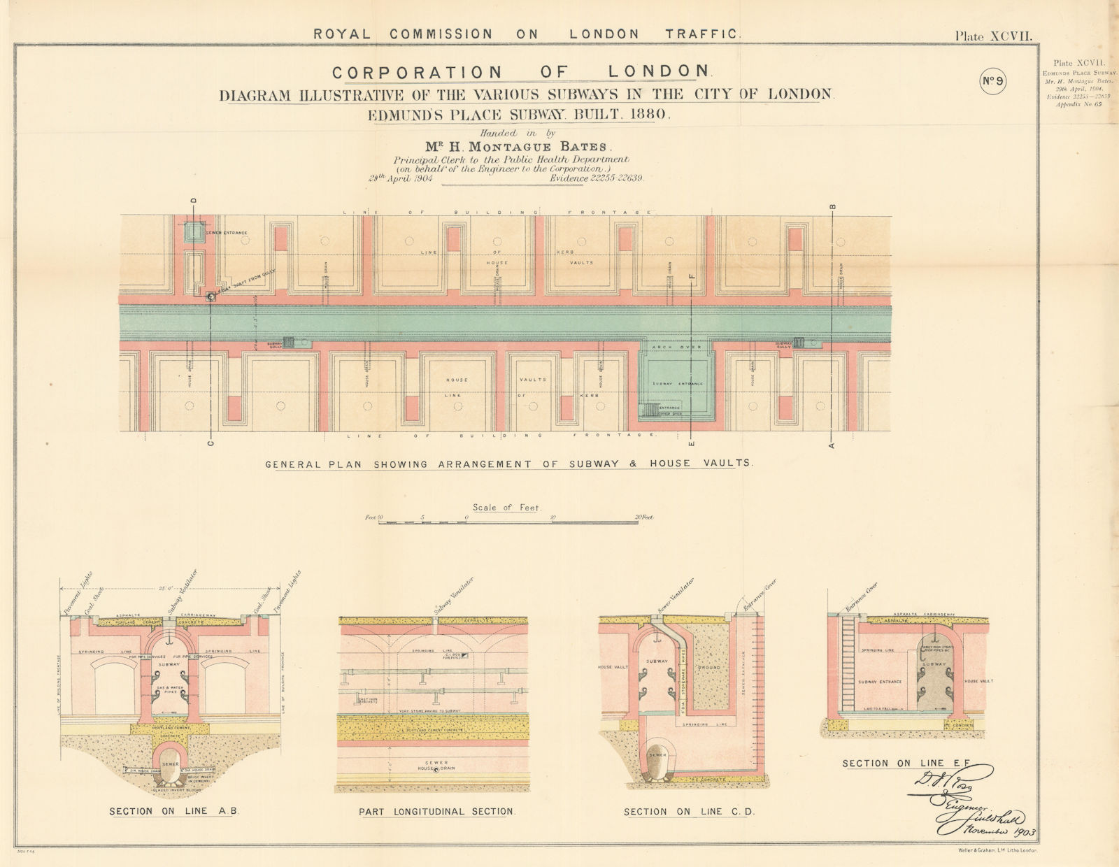 Associate Product Royal Commission on London Traffic. Edmunds Place Subway, City of London 1906