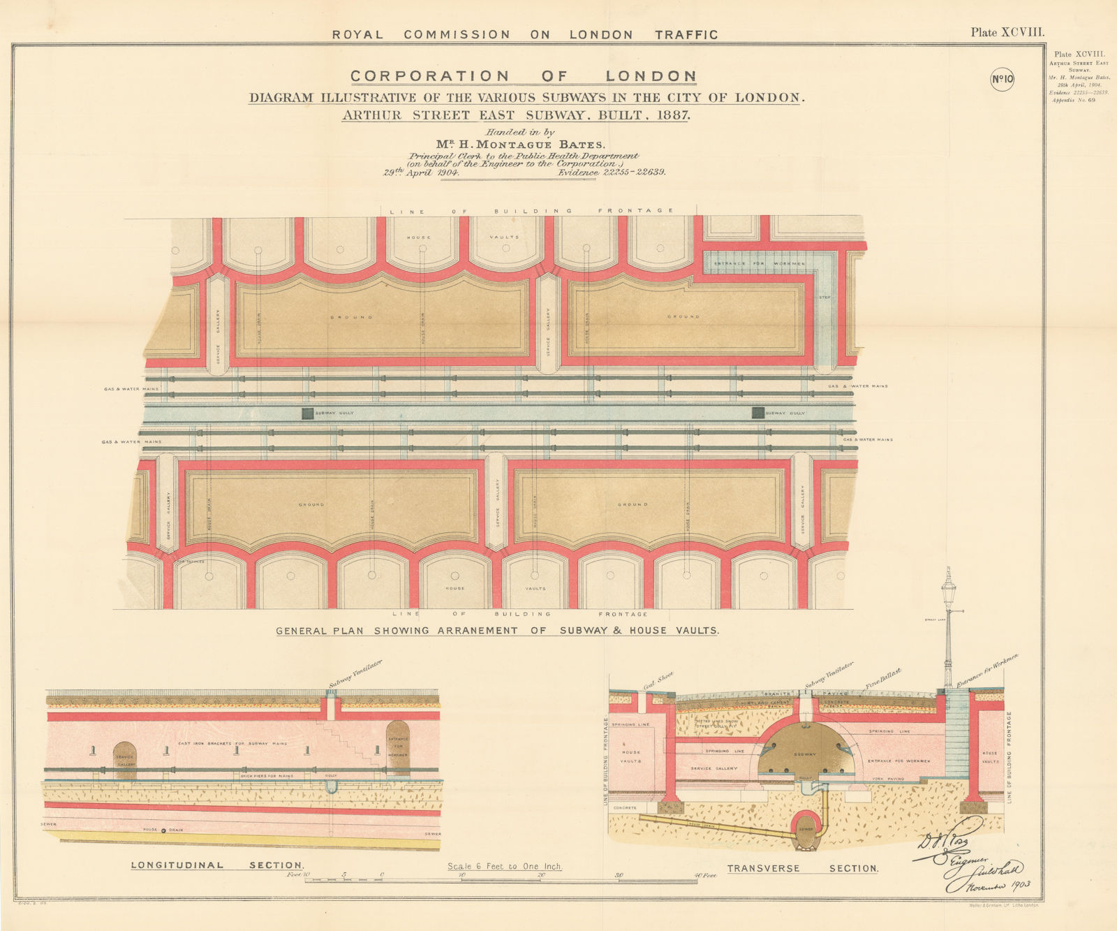 Associate Product Royal Commission on London Traffic. Arthur Street Subway, City of London 1906