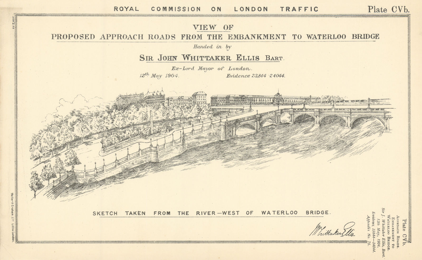 Associate Product Royal Commission. Proposed approach road from Embankment to Waterloo Bridge 1906