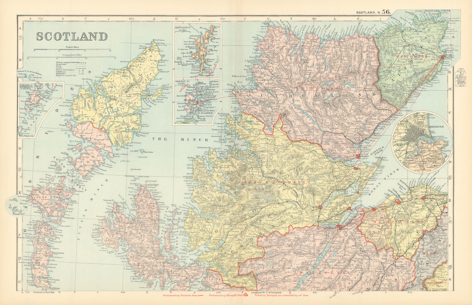 SCOTLAND HIGHLANDS & ISLANDS. Parliamentary divisions/boroughs. BACON 1895 map