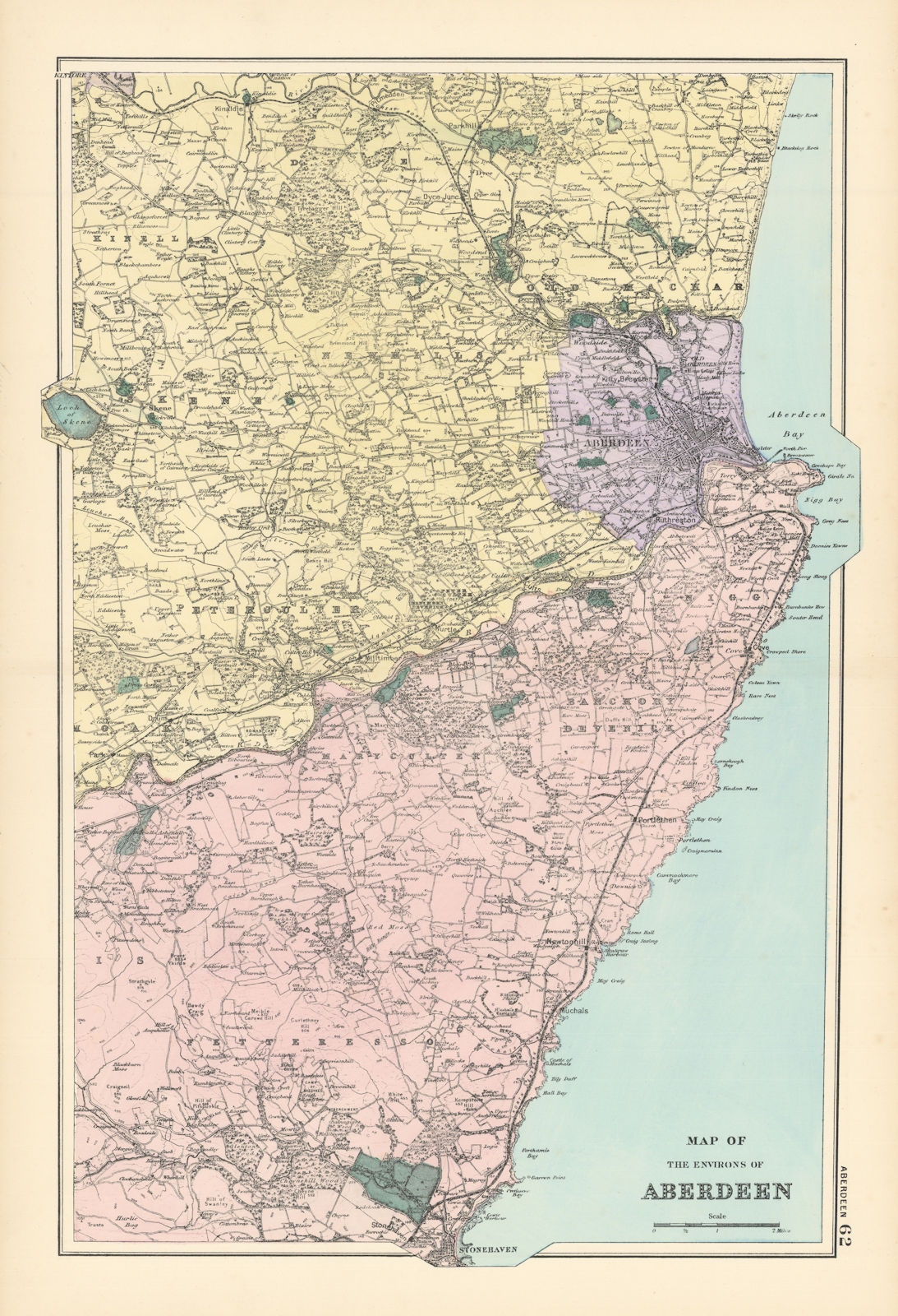 Associate Product ABERDEEN & ENVIRONS Stonehaven Balmoral antique map by GW BACON 1895 old