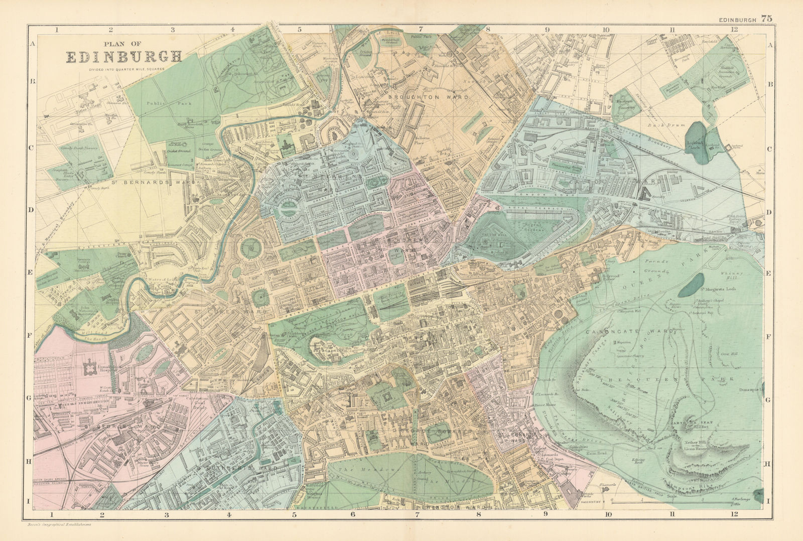 Associate Product EDINBURGH antique town city plan by GW BACON 1895 old map chart