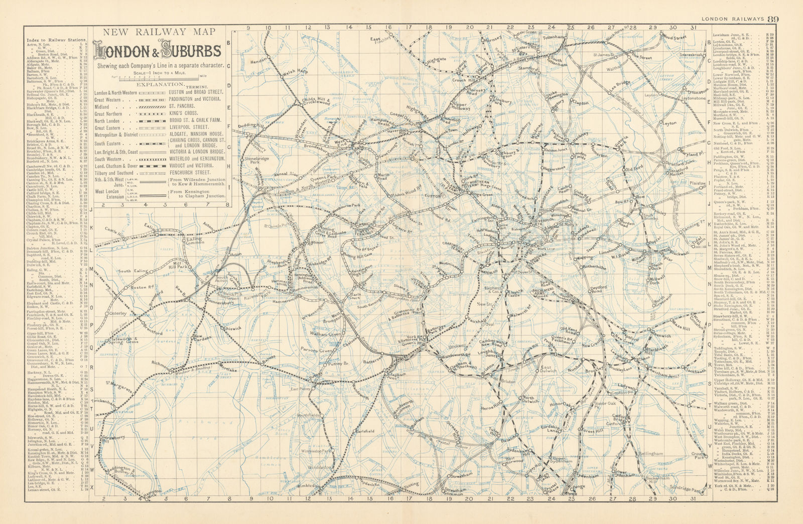 Associate Product LONDON Rail & Underground Tube map antique map by GW BACON 1895 old