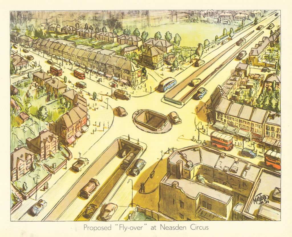 Proposed "Fly-over" at Neasden Circus (Neasden Lane). North Circular 1950