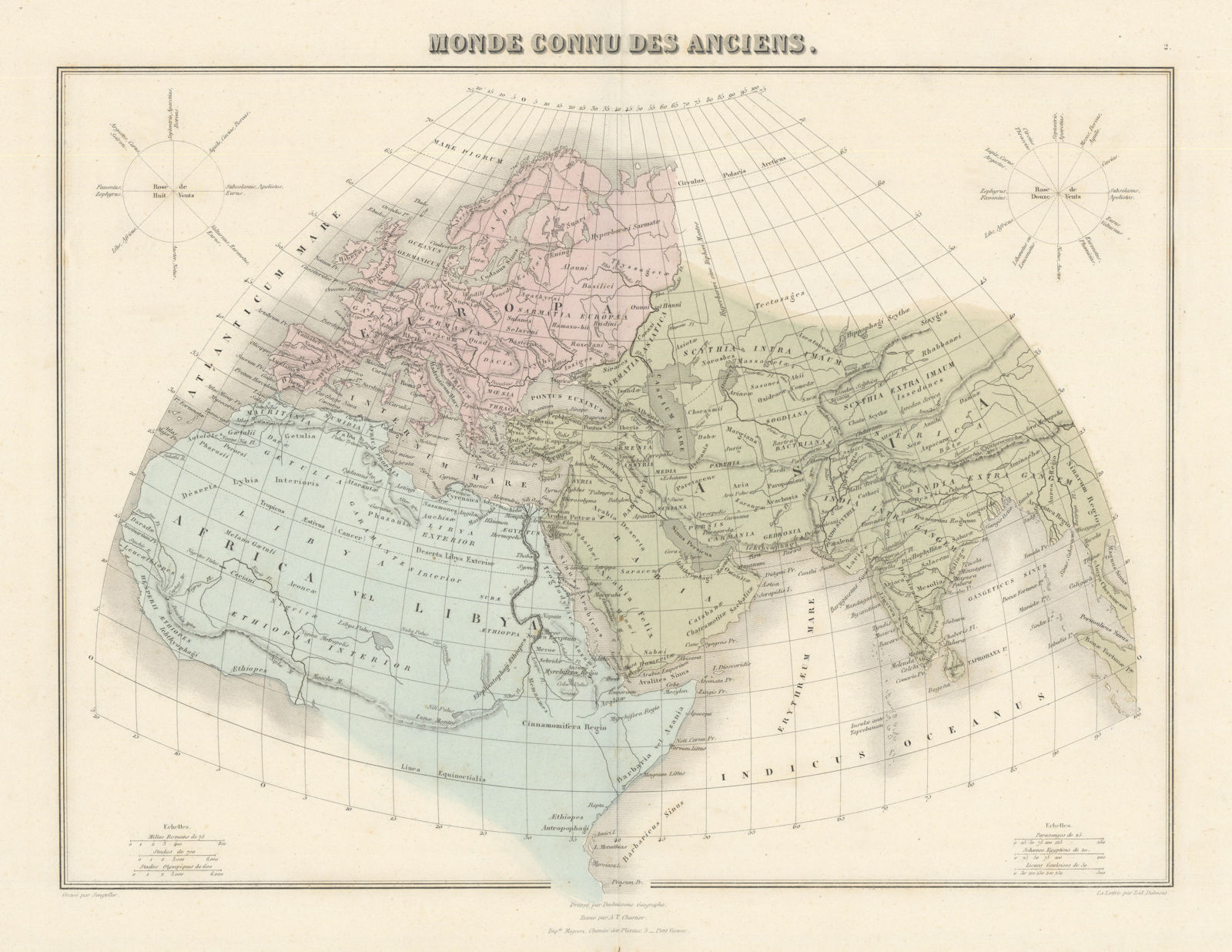 Monde Connu des anciens by Migeon. World known to the Ancients. Eurasia 1861 map