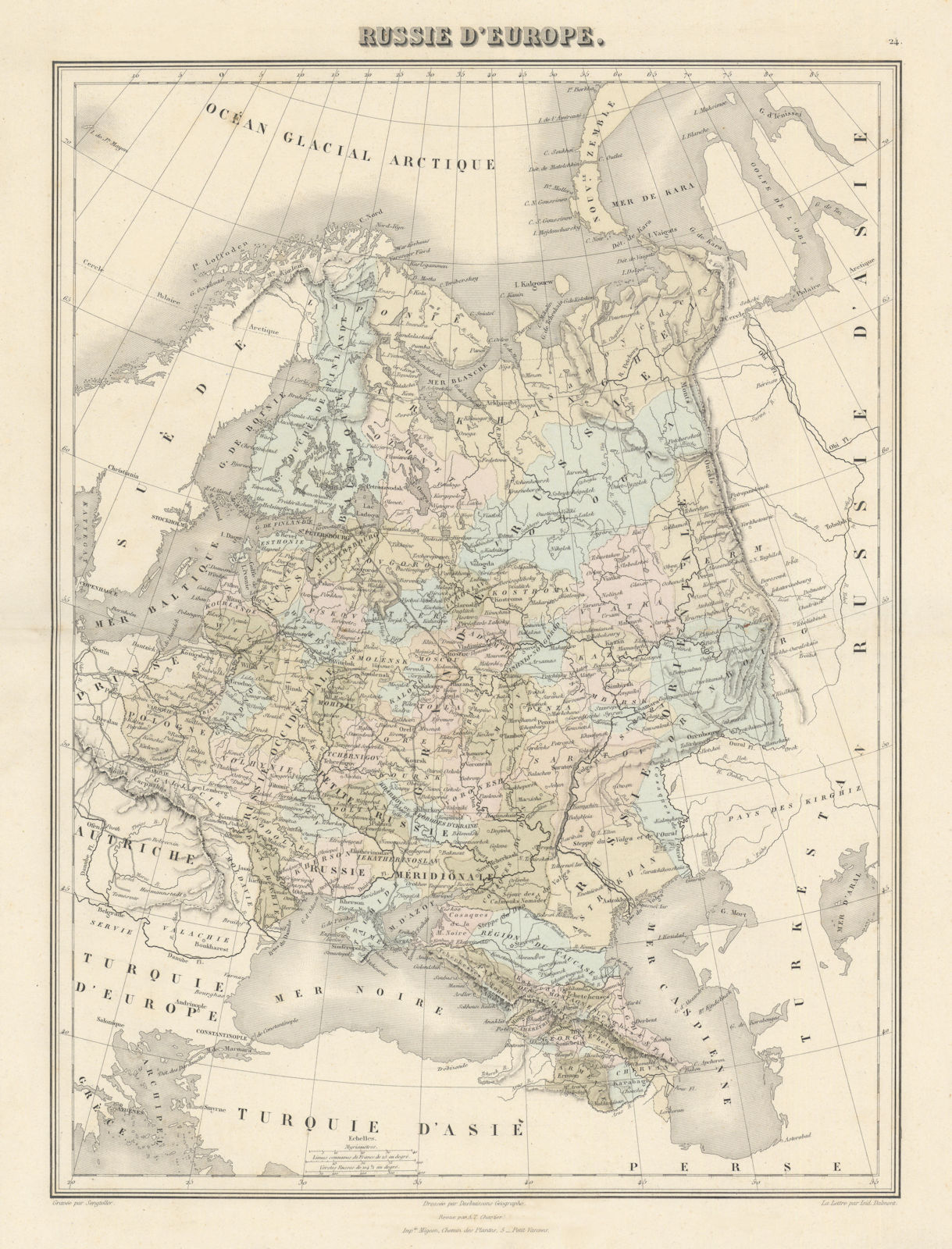 Russie d'Europe by Migeon. Russia in Europe. Finland Poland Caucasus 1861 map