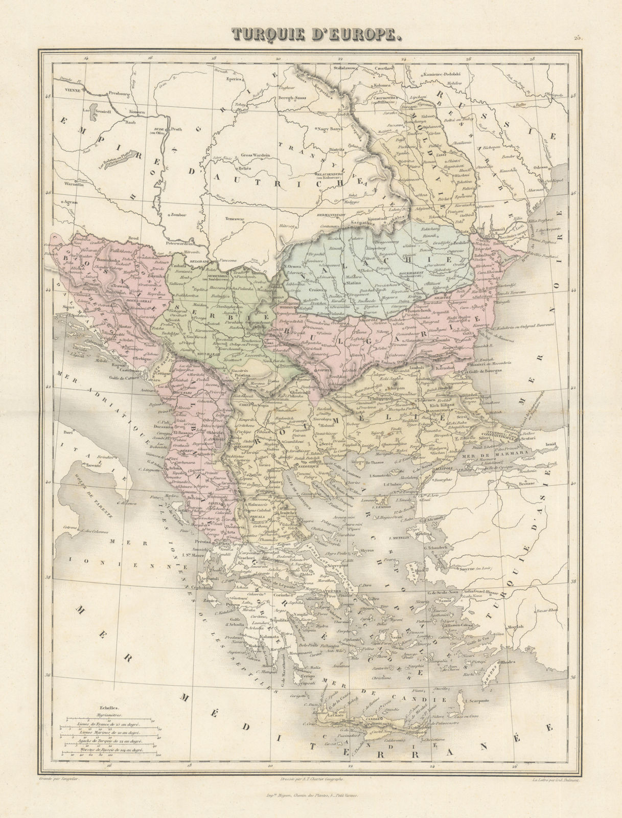 Turquie d'Europe by Migeon. Turkey in Europe. Balkans 1861 old antique map