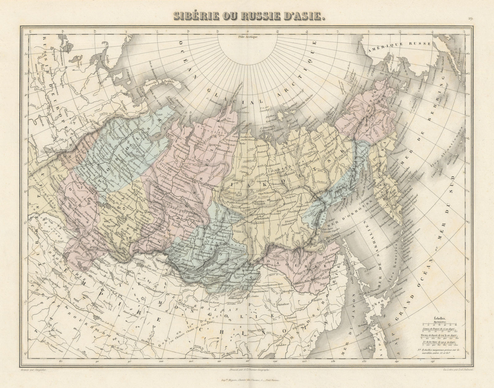 Sibérie ou Russie d'Asie by Migeon. Russia in Asia. Siberia 1861 old map