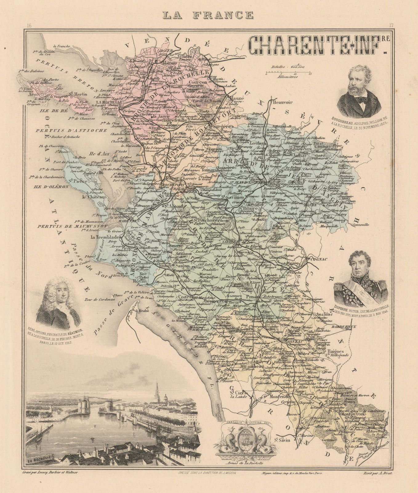 Charente-Maritime / Charente-Inférieure dépt. La Rochelle. Vuillemin 1890 map